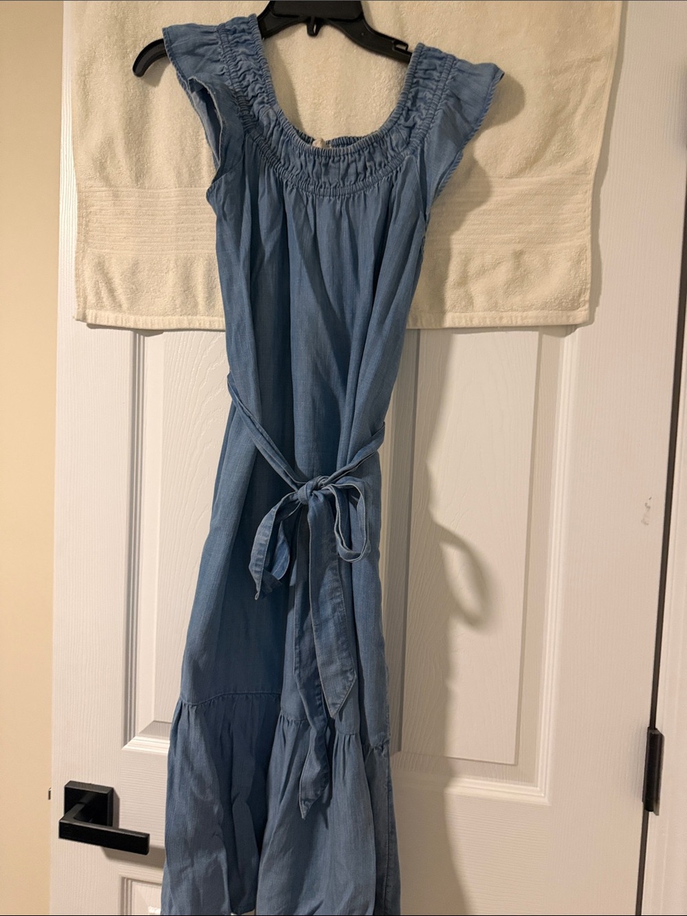 LOFT Blue Chambray Tie-Waist Sundress